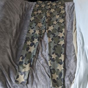Black Milk Size M High Waisted Matte Finish Camo Star Leggings Brand New